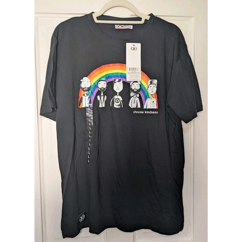 Queer Eye Black Rainbow Pride Choose Kindness Men's L T-Shirt Pride (935)